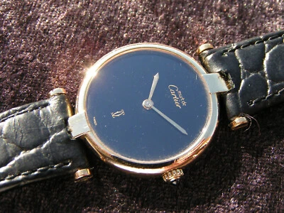Cartier Vermeil Must VLC Quarz Damenuhr 24mm 154101 Silber 925  vergoldet Silver - Bild 1 von 4