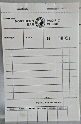 Railroad Lounge Northern Pacific Bar Check Pad Packung. von 20