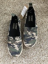 TOMS Youth Alpargata Shoes Slip On Canvas Green Camo Pattern Size 13