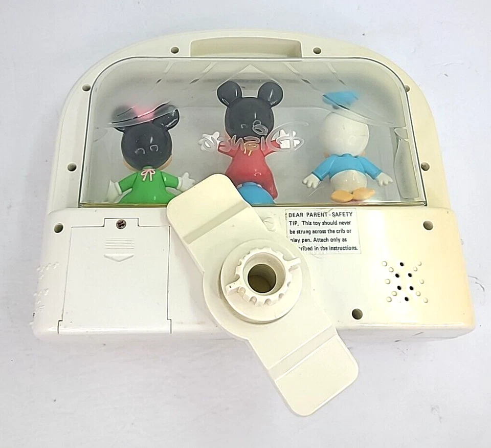 Vintage Disney Mattel Crib Music Box Baby Mickey Minnie Donald Duck Baby - Image 2 of 4