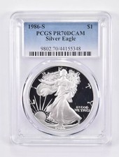 1986-S American Silver Eagle PR70 DCAM PCGS Blue Label