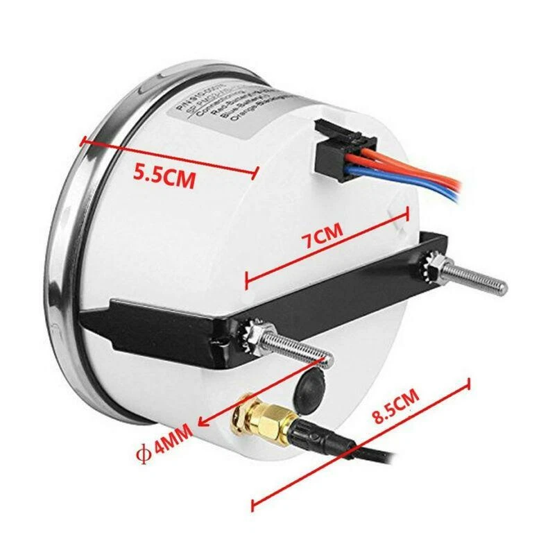 1X White 12V 24V Car Truck Boat Tacho Gauge Tachometer with Hour Meter 0-6000RPM - Image 2 of 4