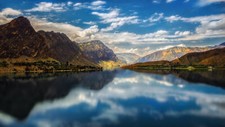 Landscape nature lake river mountains clouds sky trees Custom Gaming Mat Desk