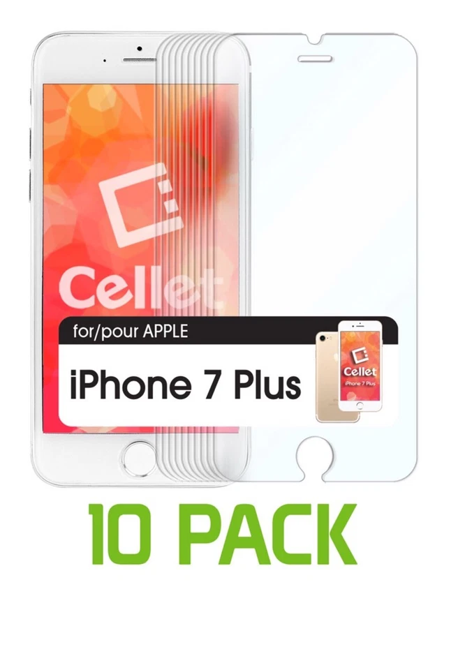 CELLET Premium Glass Screen Protector For Apple iPhone 8+/7+/6S+/6+, Pack Of 10 - Image 2 of 3