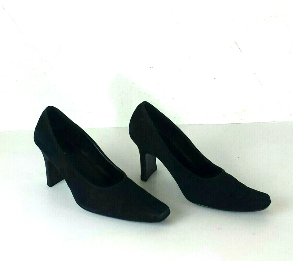 Zapatos para mujer Bonnibel talla 10 negros imitación gamuza sin cordones tacón de 3,75 pulgadas Foto 3 de 4