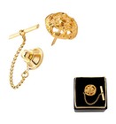 Gold Tone Abstract Openwork Flower Textured Mens Tie Tack Tac Pin - Gift Boxed