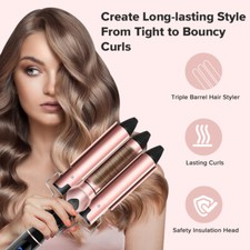 6 in 1 Hair Styling Tools LCD Temp Control , Ceramic 3 Barrel Hair Waver Crimper