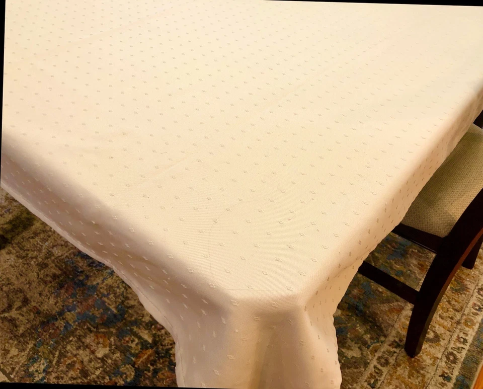 Solid Tan Microfiber Tablecloth Raised Diamond Design Rectangular 50” X 68” - Image 4 of 4