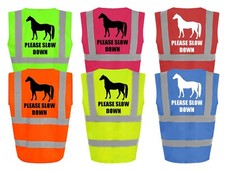 Kids Please Slow Down Hi-Vis Vest Horse Riding Equestrian Safety High Visibility