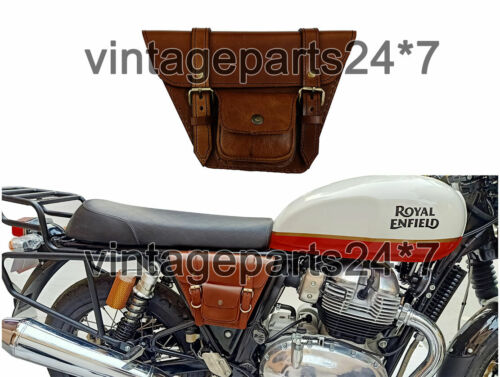 Royal Enfield GT & Interceptor 650 Side Pocket with Genuine Leather Bag - Picture 1 of 8