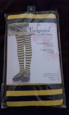 Black Yellow Striped Tights - Costume Accessory - Size LARGE CHILD