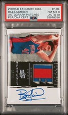 2009-10 UPPER DECK EXQUISITE PATCHES AUTO BILL LAIMBEER 18/50 PSA 8 AUTO 10