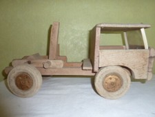 Jouet Ancien Camion Dejou en Bois Brut à tirer 