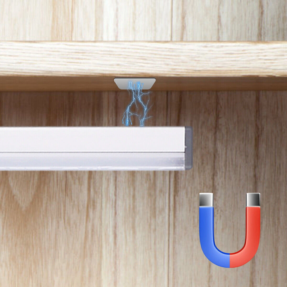 Inalámbrico LED PIR Sensor de Movimiento Tira de Luz Escaleras Armario Lámpara USB Recargable