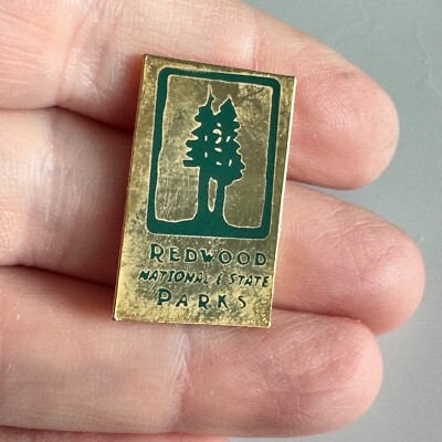 Vintage Redwood National & State Parks Pin   Green Tree Emblem California