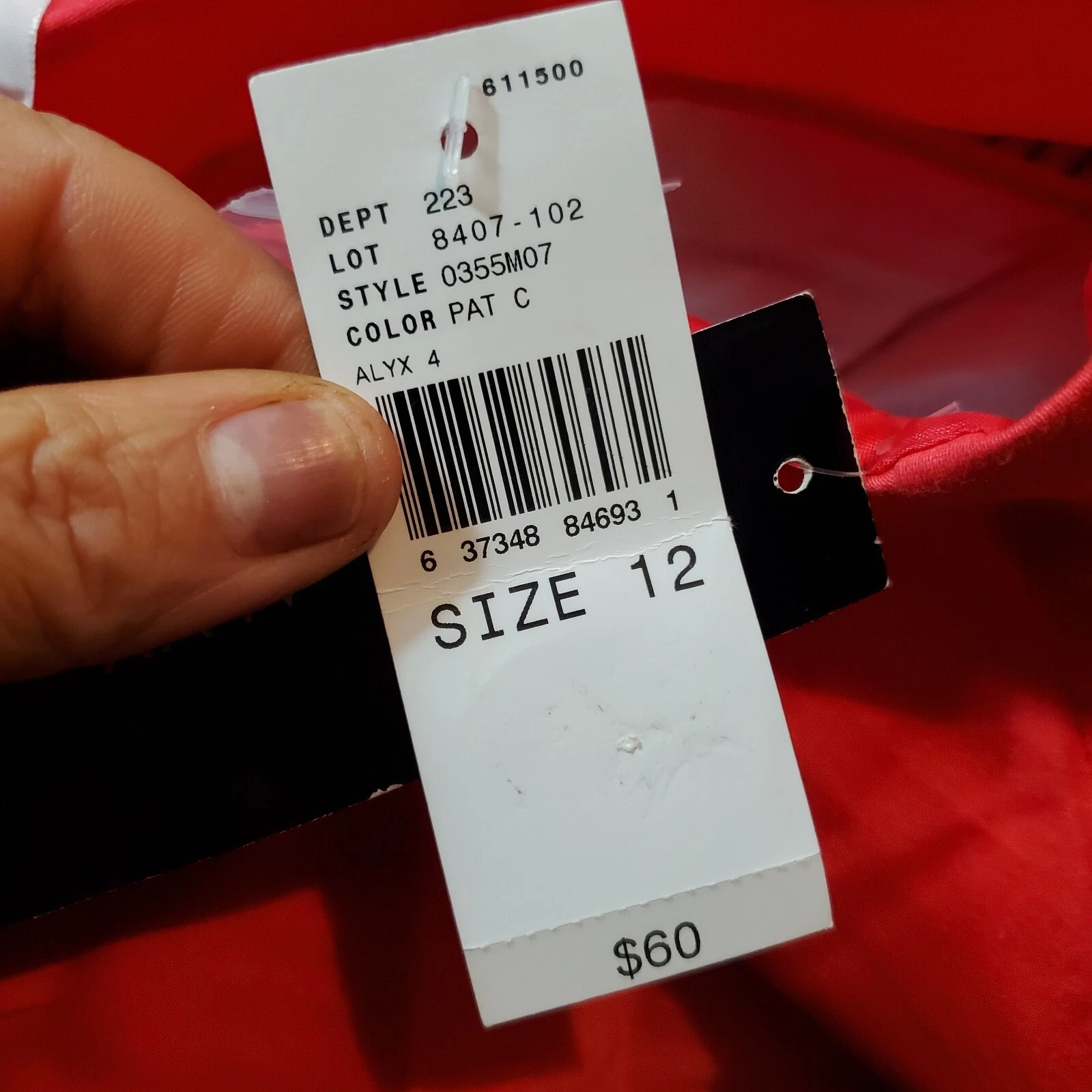 Abito tubino rosso ALYX casual scollo barca senza maniche tasche gonna a righe taglia 12