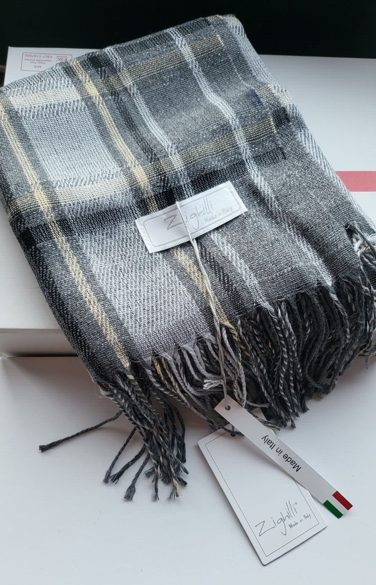 Zighilli Made in Italy Grey/Black/Beige/ silver flecks Scarf/Shawl