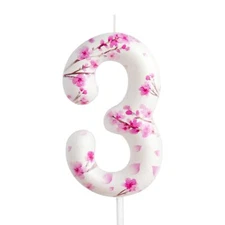 3rd Birthday Candle Cherry Blossom Number 3 Candle Cherry Blossom Cake Decora...