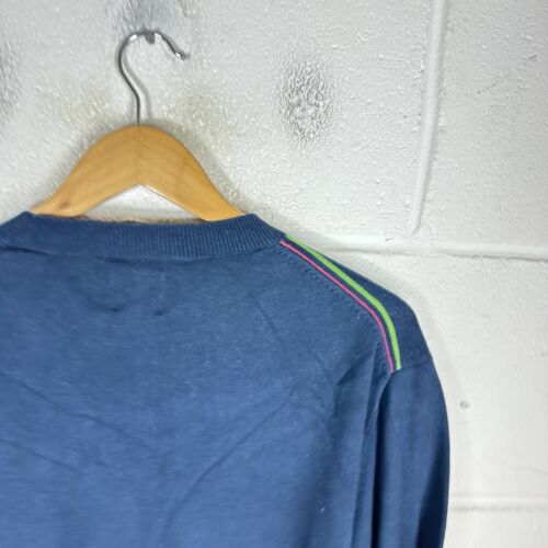 Pretty Green Jumper Mens Medium Blue Striped Knit Mods Sweater Casuals Pullover - Picture 5 of 10