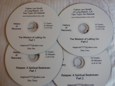 FATHER LEO BOOTH 4CD Two Topic Alcoholics Anonymous Retreat Wisdom of Letting Go