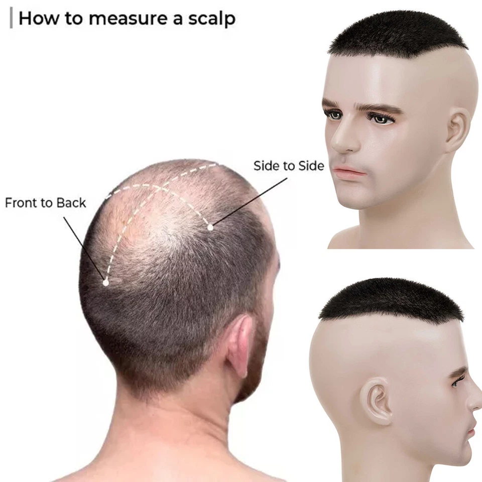LIQUIDACIÓN Peluca de pelo corto corte zumbido para hombre con base de PU tupée peluca de pelo humano Foto 4 de 4