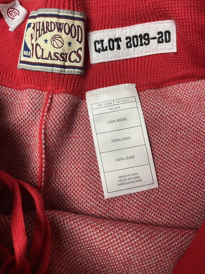 MITCHELL & NESS x CLOT $350 HOUSTON ROCKETS L KNITTED SHORTS RED WOOL NWT - Image 4 of 4