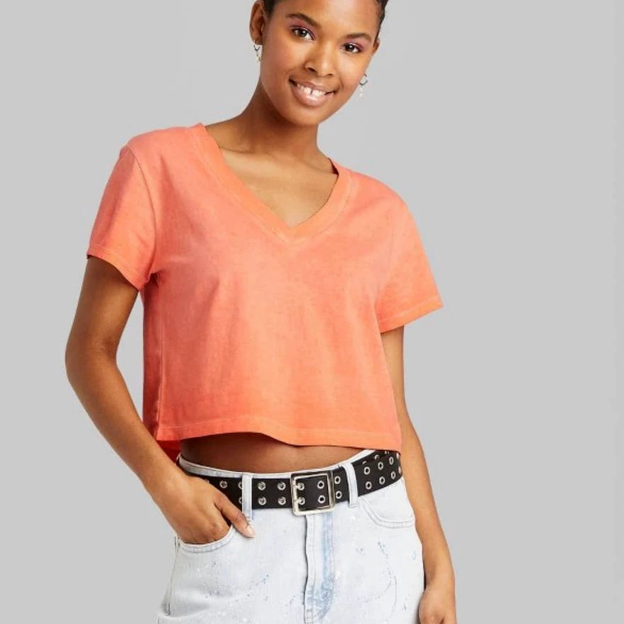 boxy v neck tee