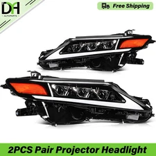 2pcs/Pair BLK Amber Full LED Projector Headlight w/ DRL For 2018-24 Toyota Camry