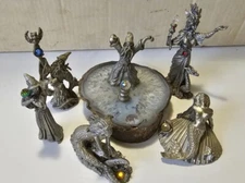 LOT of 6 Vtg PEWTER Figures Wizard & Dragon Rawcliffe Masterworks Spoontiques