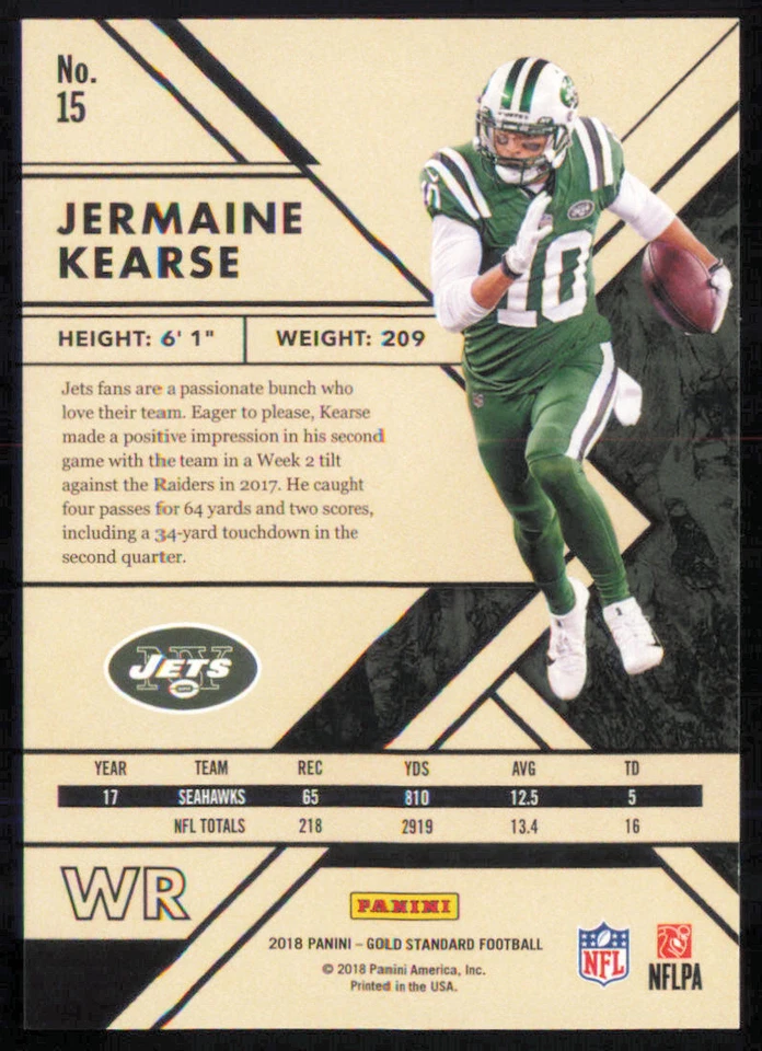 Jermaine Kearse 2018 Panini Gold Standard Platinum #15 SN New York Jets - Image 2 of 2
