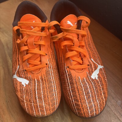 Youth Size 13 Orange Black White Puma Ultra 4.1 FG Soccer Cleats 106100-01