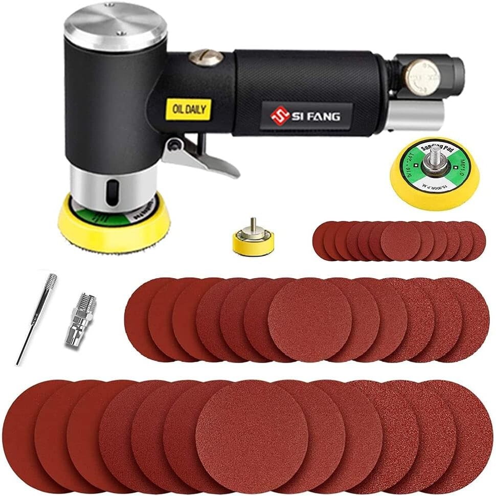 Mini Air Sander 1/2/3 Inch Small Orbital Sander for Auto Body Work, Mi