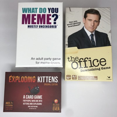 Lot of 3 Party Games Exploding Kittens The Office What Do You Meme Box Games