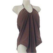 Primark Brown Swimming Costume One Piece Size L 14-16 . Vgc Brown Halter Neck.