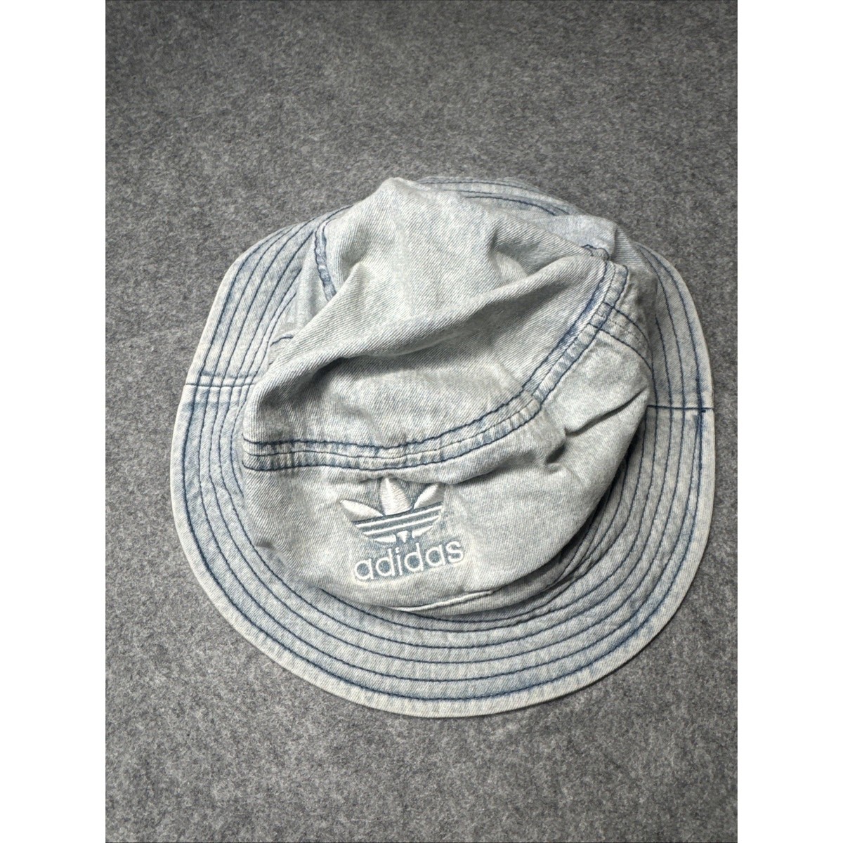 ?️Adidas denim trefoil Women\'s stonewashed classic Logo Bucket Hat OS Adidas Bucket Hat Cap Adult OSFM Blue Denim Trefoil Logo  main image 4