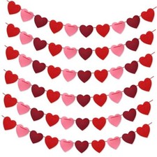 Valentines Day Decorations, Valentines Day Garland - Felt Garland Banner Heart