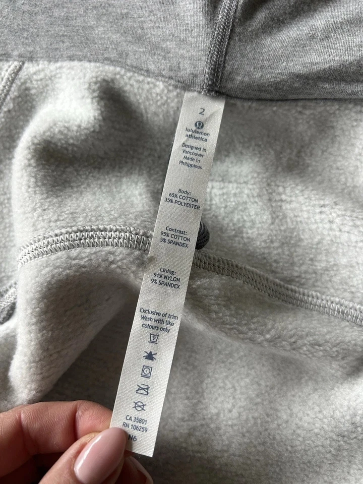 Lululemon Scuba Hoodie Women’s 2 Gray White Striped Zip Fleece Jacket Thumbholes - Image 2 of 4