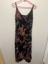 Rachel Zoe NWT Womens Size 10 Floral Burnout Slip Midi Dress Velvet Detailing