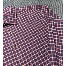UNTUCKit Button Down Shirt Men XL Navy Plaid Tesoro Cotton Long Sleeve