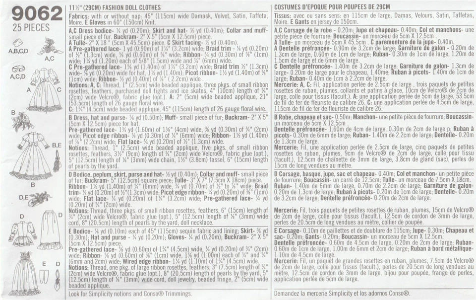 Simplicity Barbie Doll 11.5" Turn of The Century UNCUT Sewing Pattern 9062 - image 3 of 3