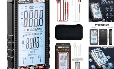 Digital Multimeter Tester, Smart Digital Multimeter 6000 Counts with 620C Black