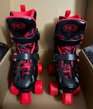 Roller Derby Trac Star Adjustable Quad Roller Skates Boys USA 12-2 Black/Red