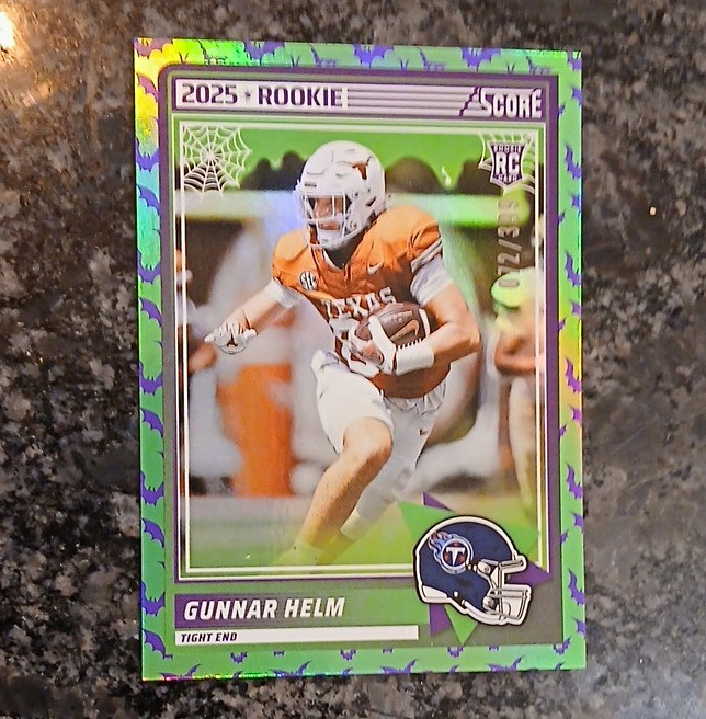 Panini 2025 Score Rookies Gunnar Helm Rookie RC Bats #99 /399 Titans NFL