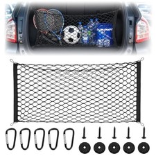Stretchable Elastic Trunk Cargo Net with 4 Heavy-Duty Hooks, Adjustable Car S...