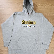 Vtg Pittsburgh Steelers Football Hoodie Mens XL Spellout Graphic Print Authentic