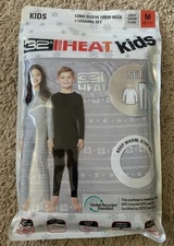 32 DEGREES Heat Kids Base Layer Set Grey Snowflake Sz Med (8-10) New
