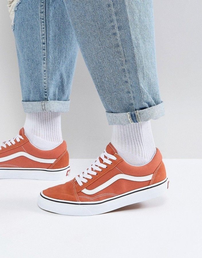 Lace Up Sneakers Skate Orange 7 Kids 8.5 Women's