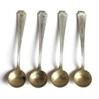 4 Gorham Sterling Salt Spoons Fairfax Pattern Gold Wash Bowl No Monogram 2.5"
