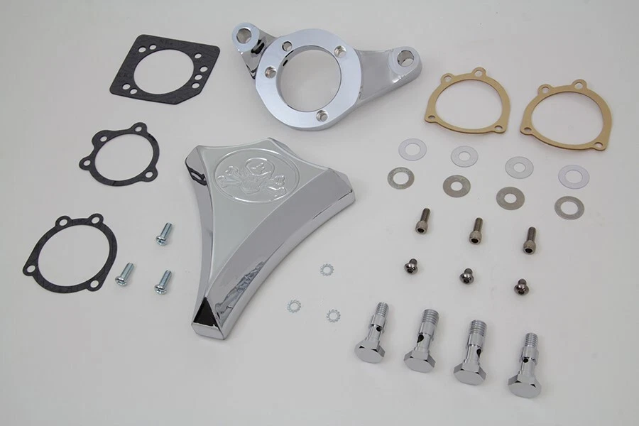 Conjunto de filtro de aire V-Twin 34-1631 cromo Wyatt Gatling calavera y huesos cruzados  Foto 2 de 3