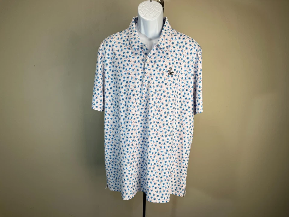 Penguin Men's red, white and blue Performance Golf s/s polo shirt XL EUC - Image 2 of 4